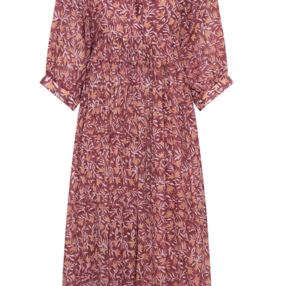 Daughters of India Maroon and Yellow Floral Dress - Picture 2 of 7